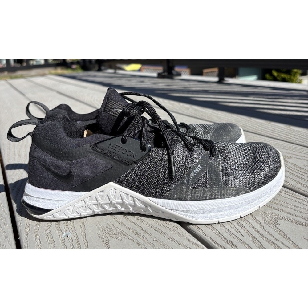 Nike Women's Size 9.5 Metcon Flyknit 3 AR5623-001‎ White Black Crossfit Lifting